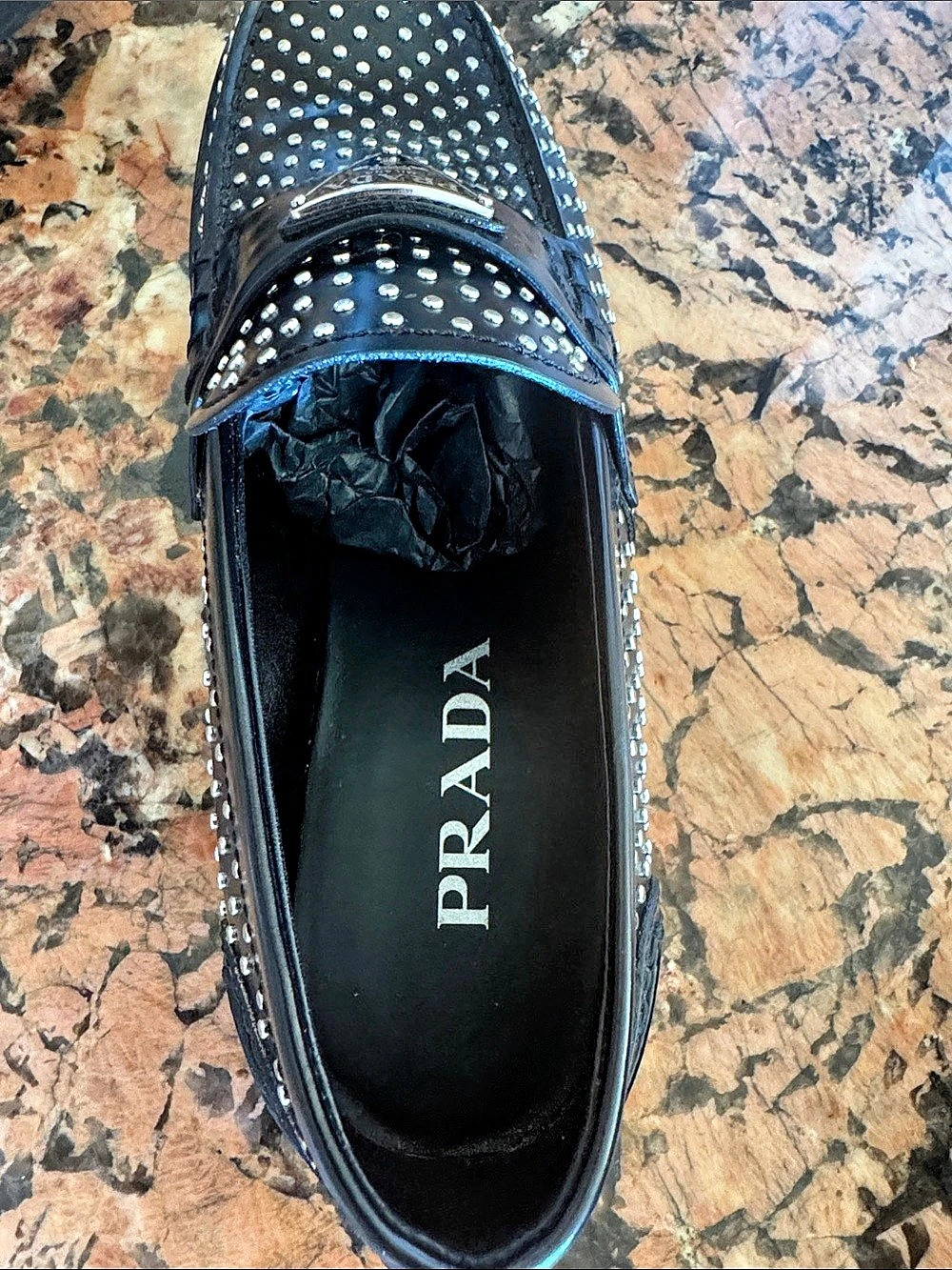 Prada Studded loafers Black 37 (US 7) Like New - Picture 3 of 8